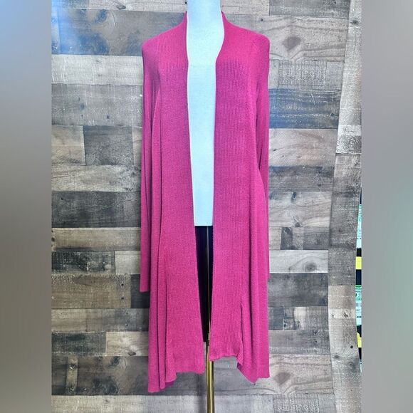 Eileen Fisher Long Sleeve Knit Open Cardigan Pink Size Medium - Picture 2 of 10